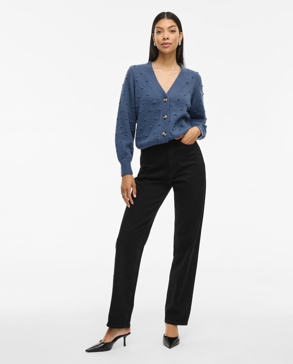 Cárdigan de mujer manga larga - Vila - Beige Azul índigo-2