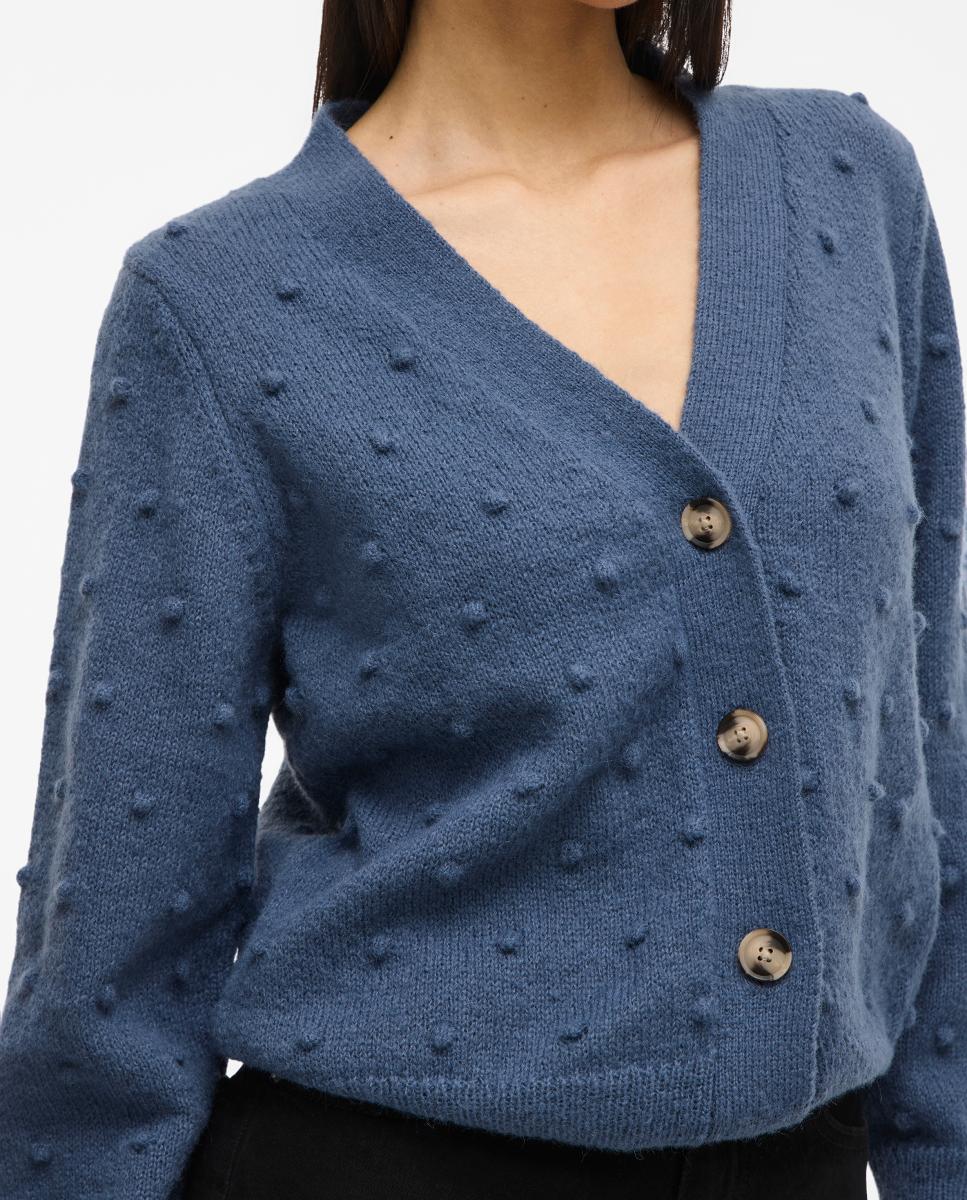 Cárdigan de mujer manga larga - Vila - Beige Azul índigo-3