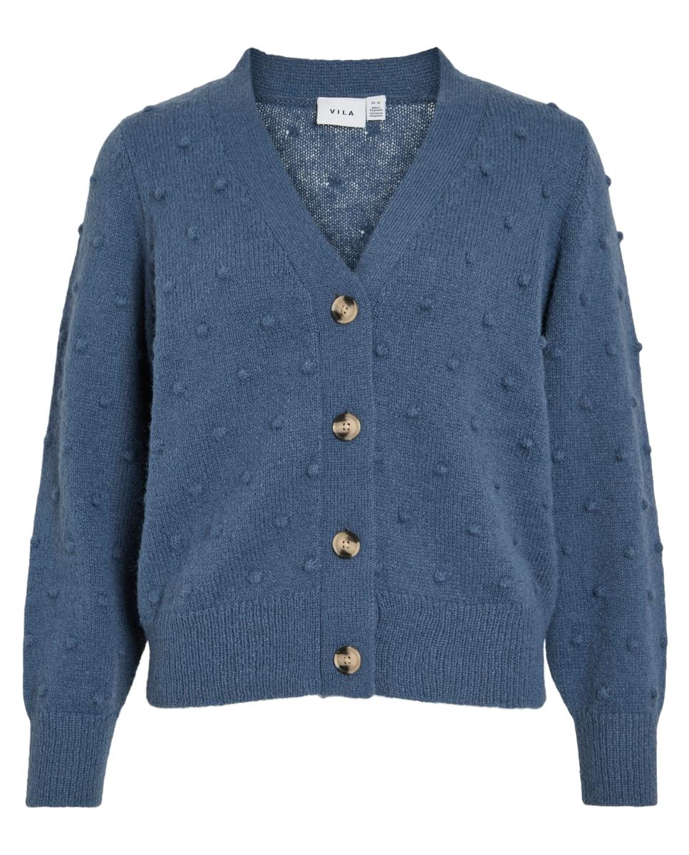 Cárdigan de mujer manga larga - Vila - Beige Azul índigo-5