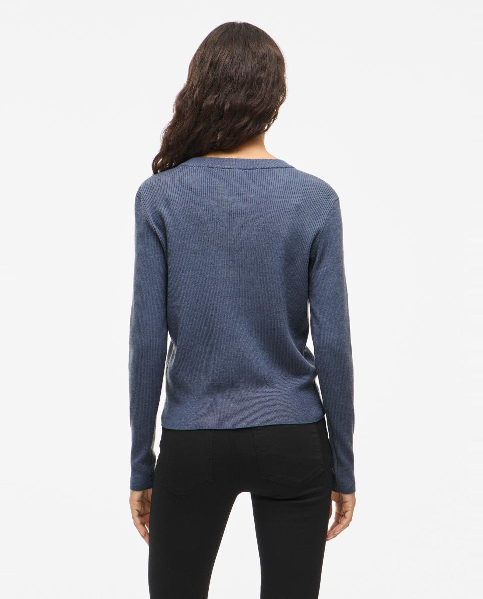 Imagen 4 de Jersey de mujer cuello redondo - Vila - Azul índigo Azul índigo