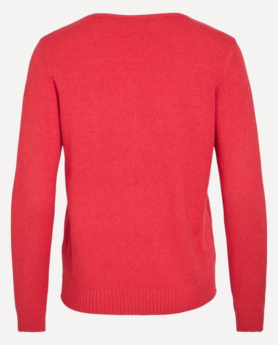 Camisola de Malha com Decote em Bico Vermelho-6