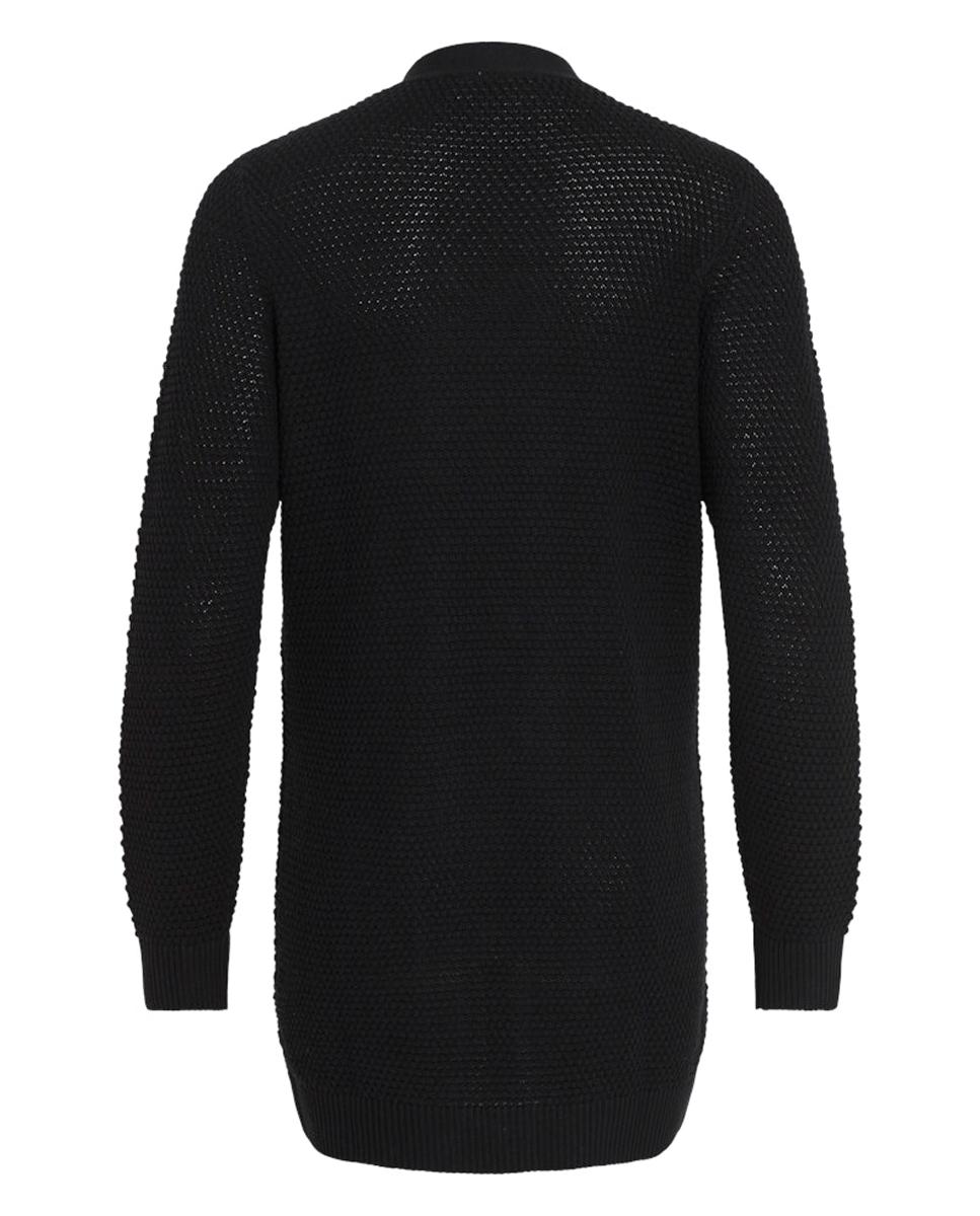 Casaco de Malha Tipo Cardigan com Bolsos à Frente. Preto-7