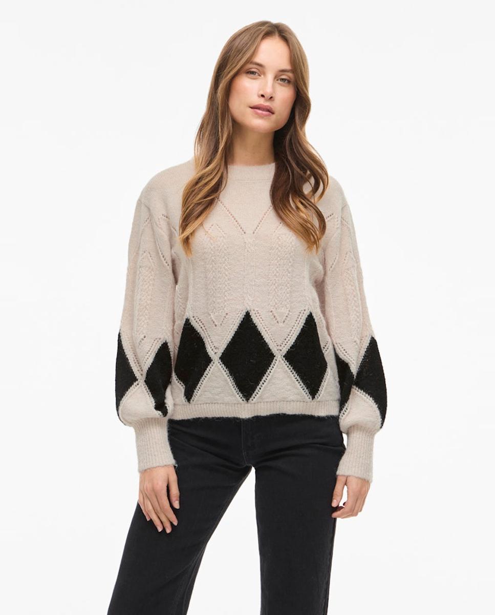 Vila - Jersey de mujer canalé cuello redondo.