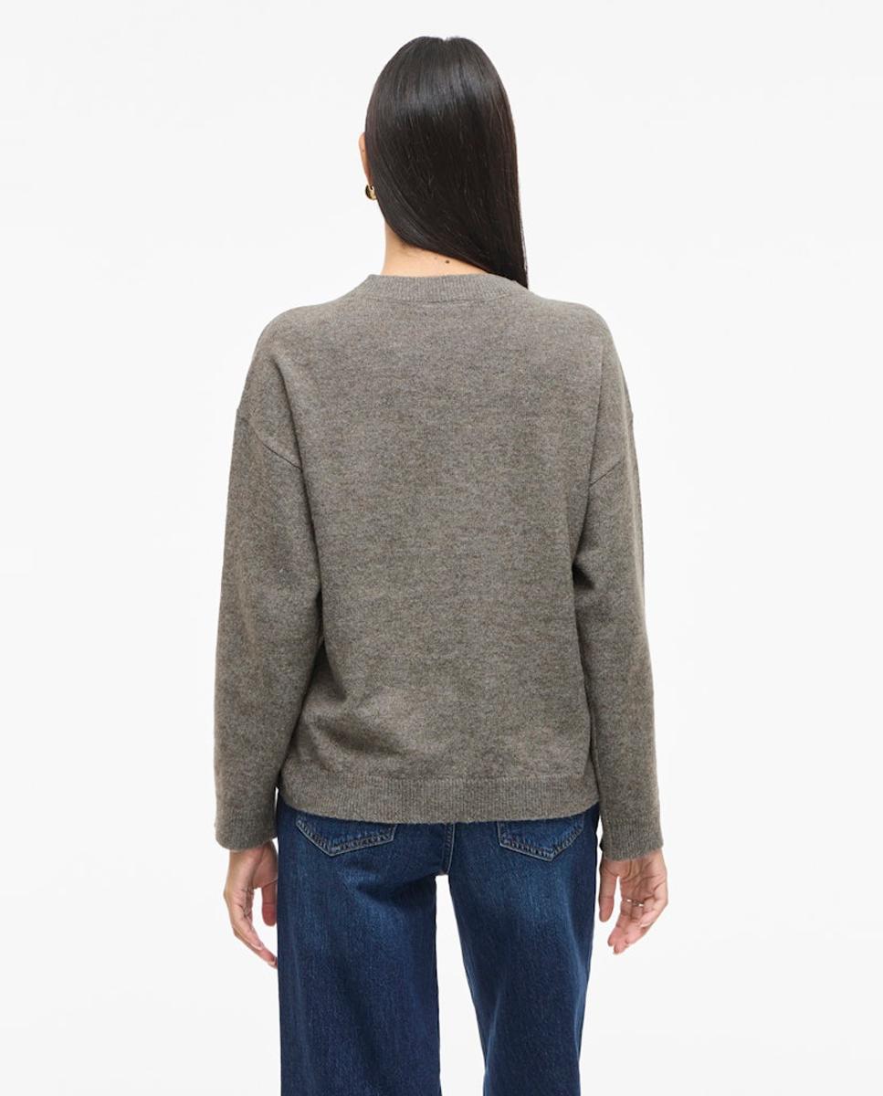 Jersey de mujer punto cuello redondo - Vila - Gris oscuro Gris oscuro-4