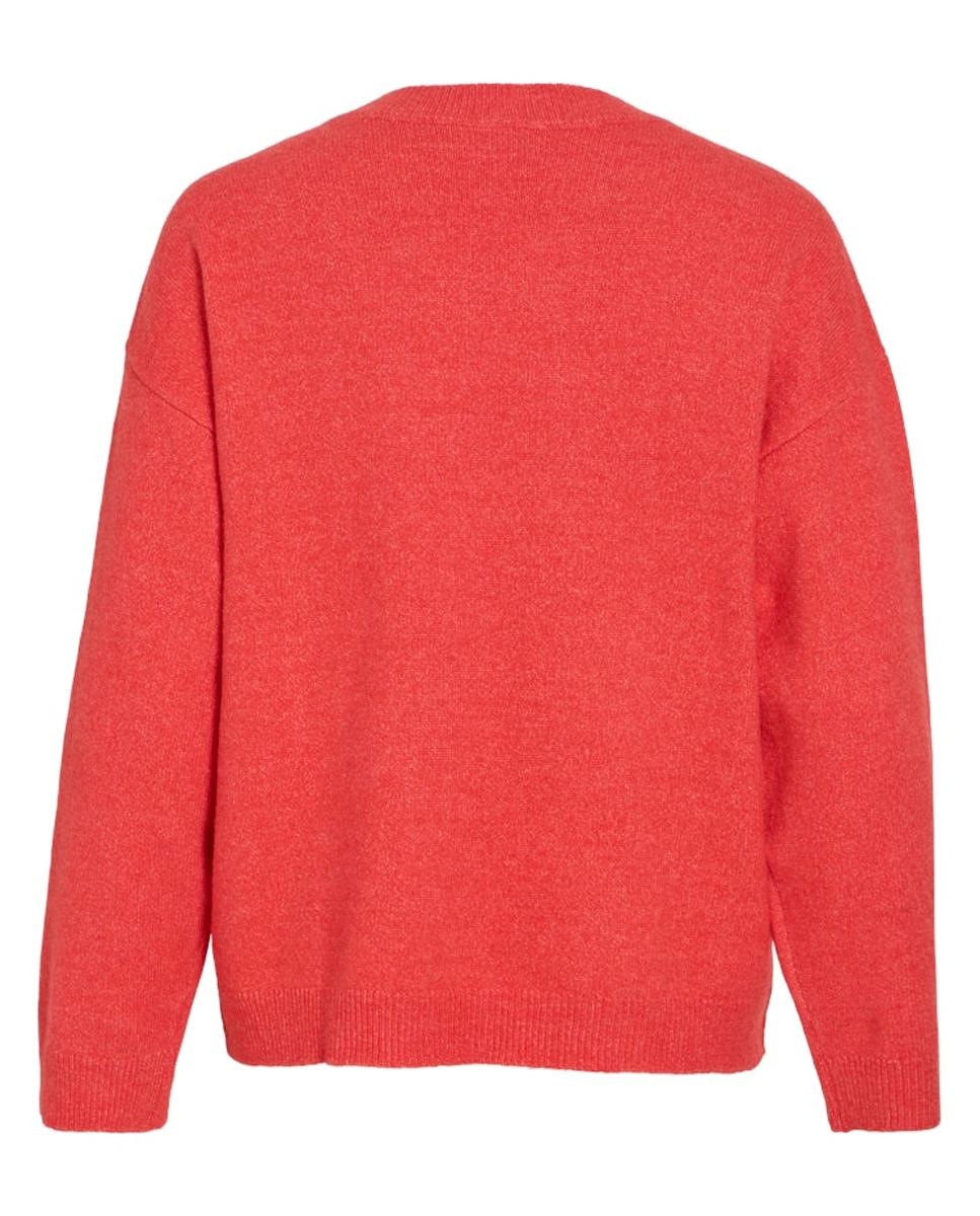 Jersey de mujer punto cuello redondo - Vila - Gris claro Rojo-5