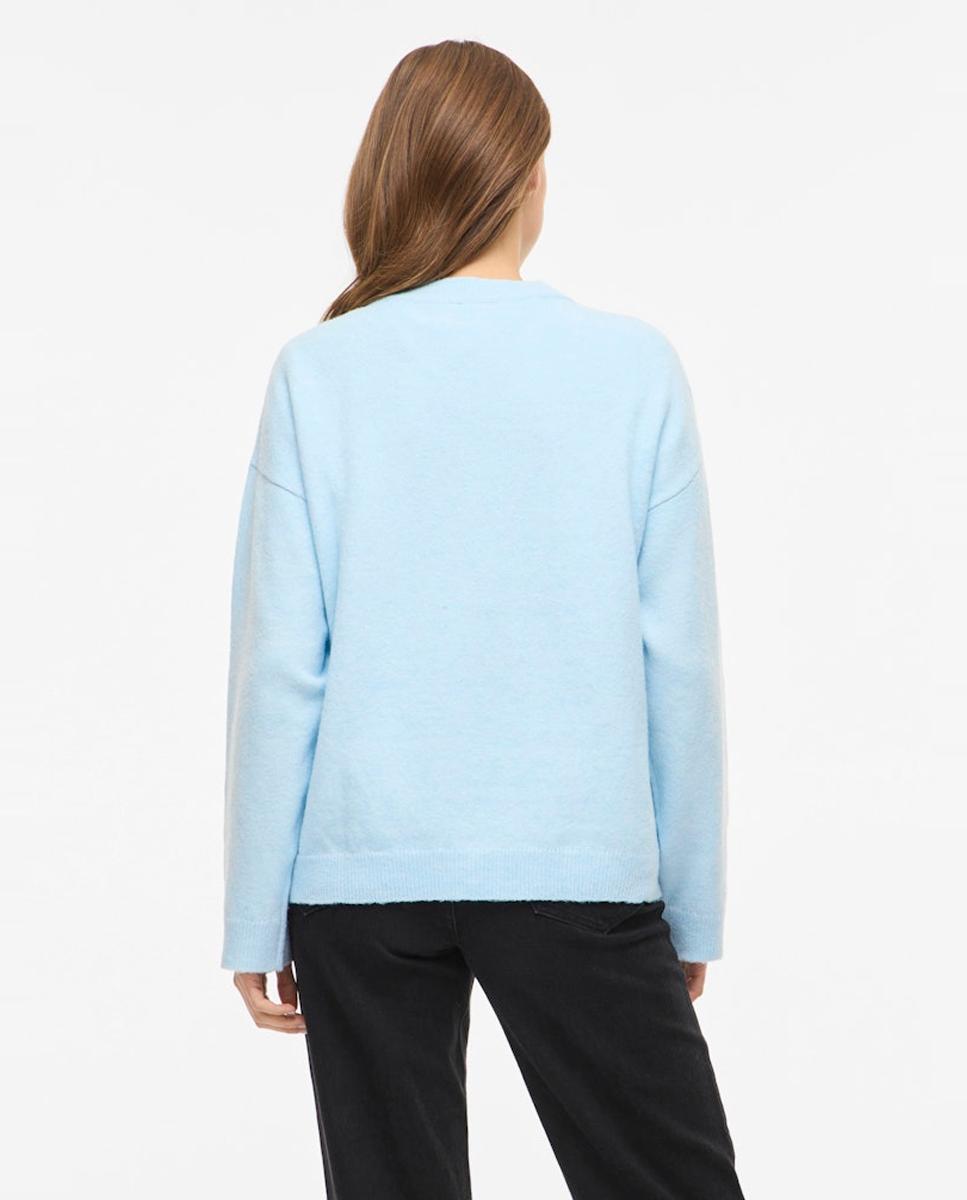 Camisola de malha com decote redondo Azul-claro-5