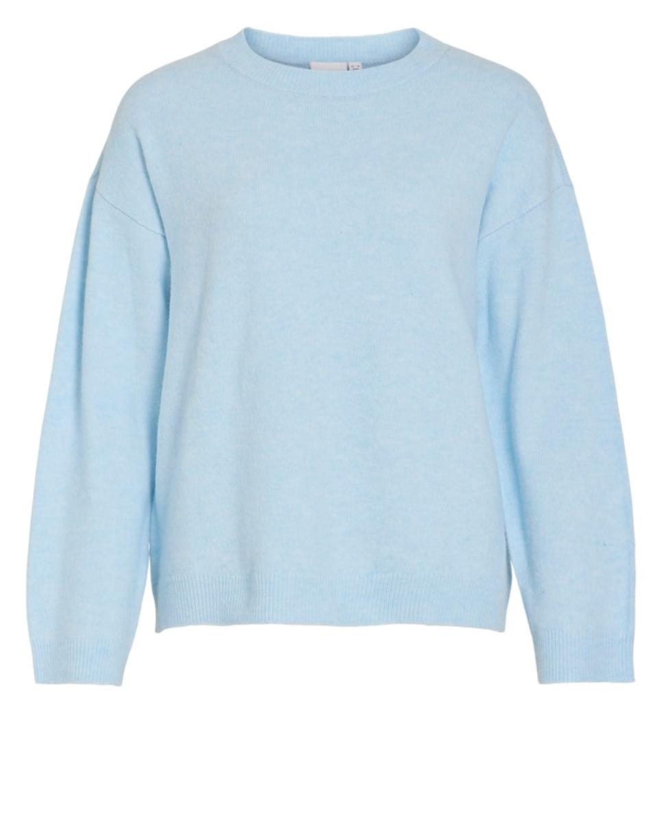 Camisola de malha com decote redondo Azul-claro-6
