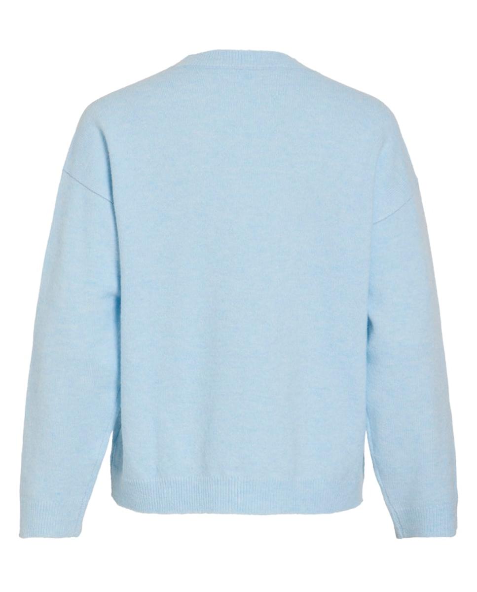 Camisola de malha com decote redondo Azul-claro-7