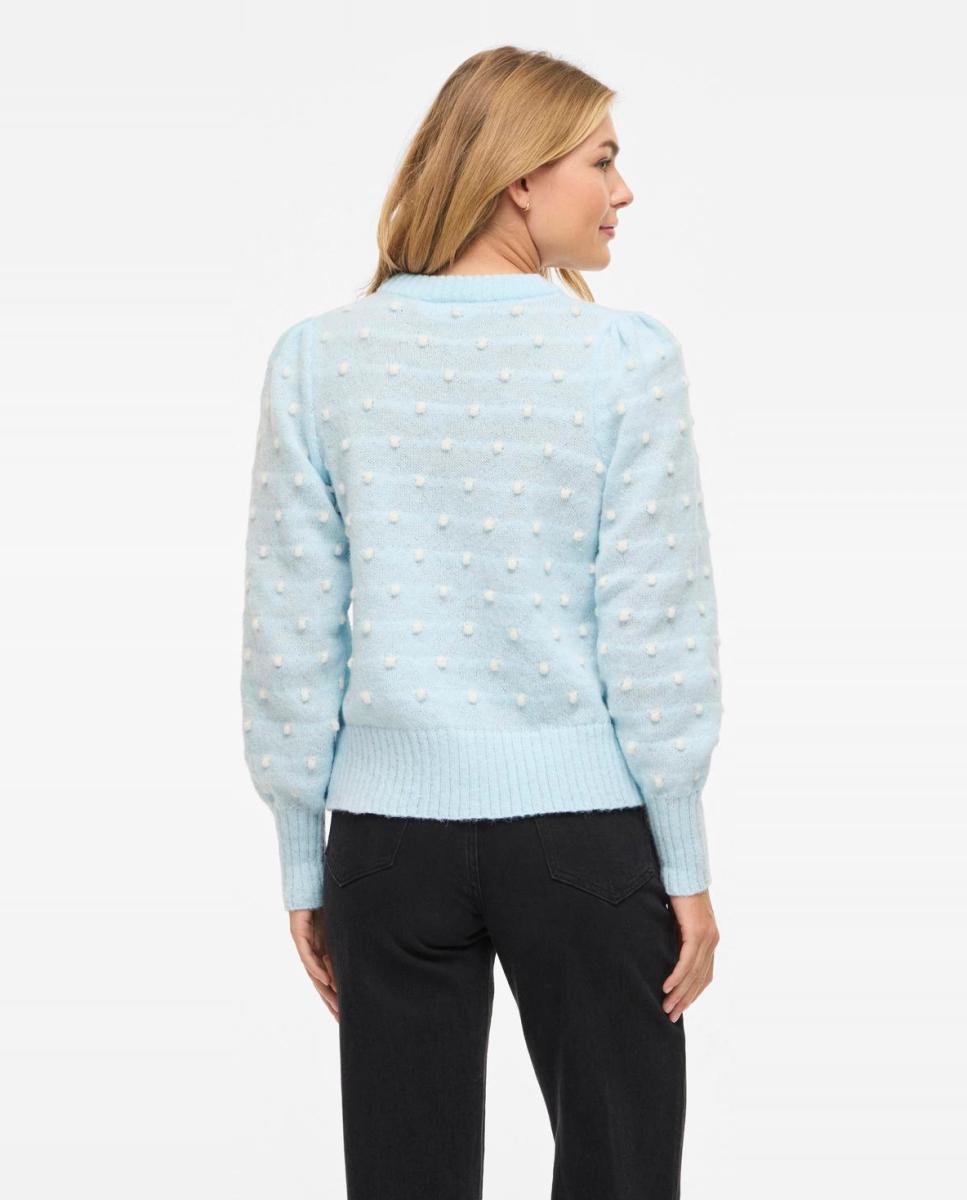 Camisola de Malha com Estampado às Bolinhas Branco-3