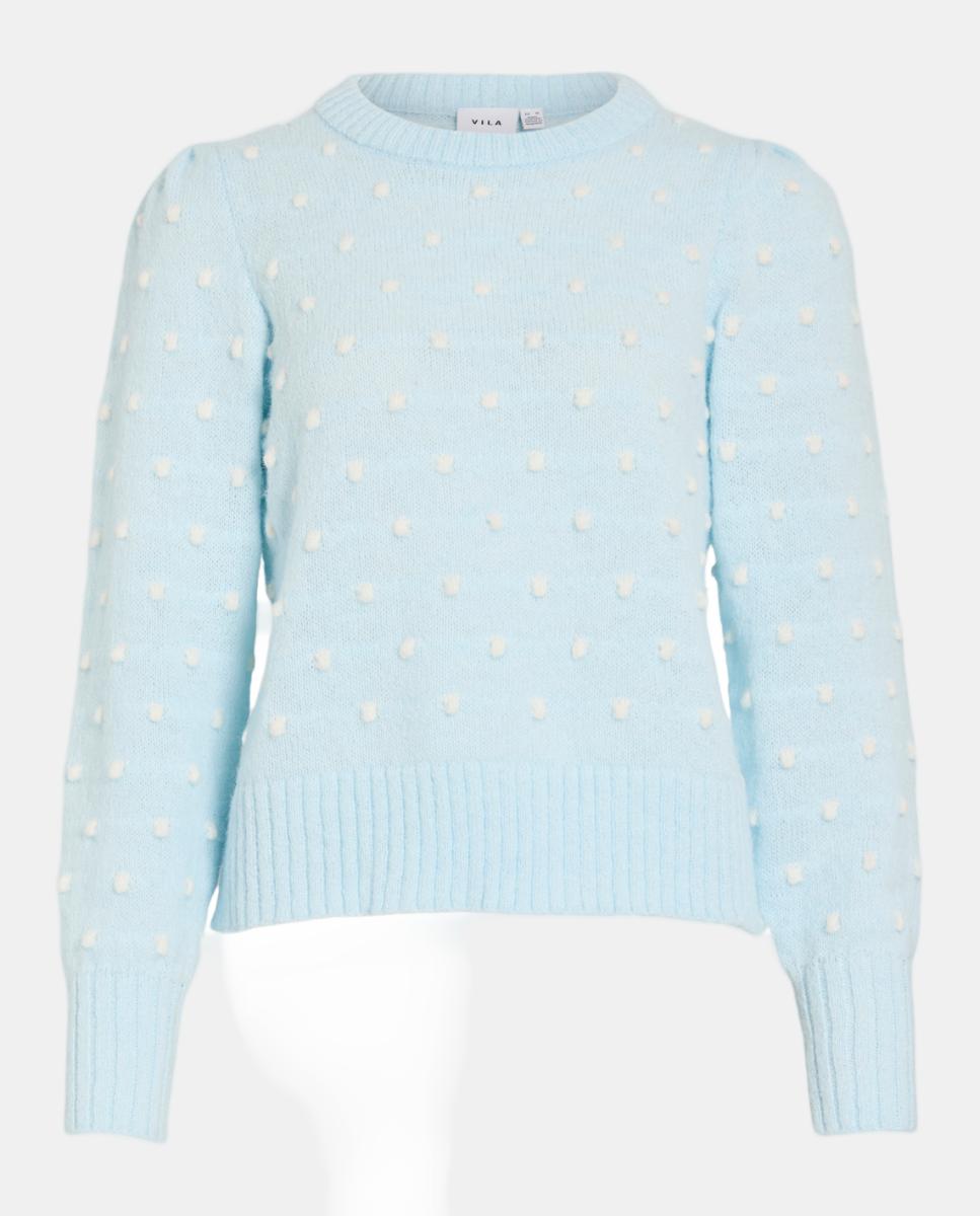 Camisola de Malha com Estampado às Bolinhas Branco-4