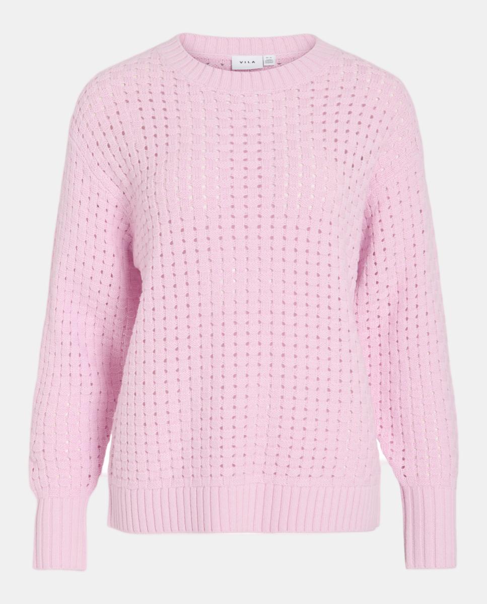 Camisola de malha rendilhada Rosa-4