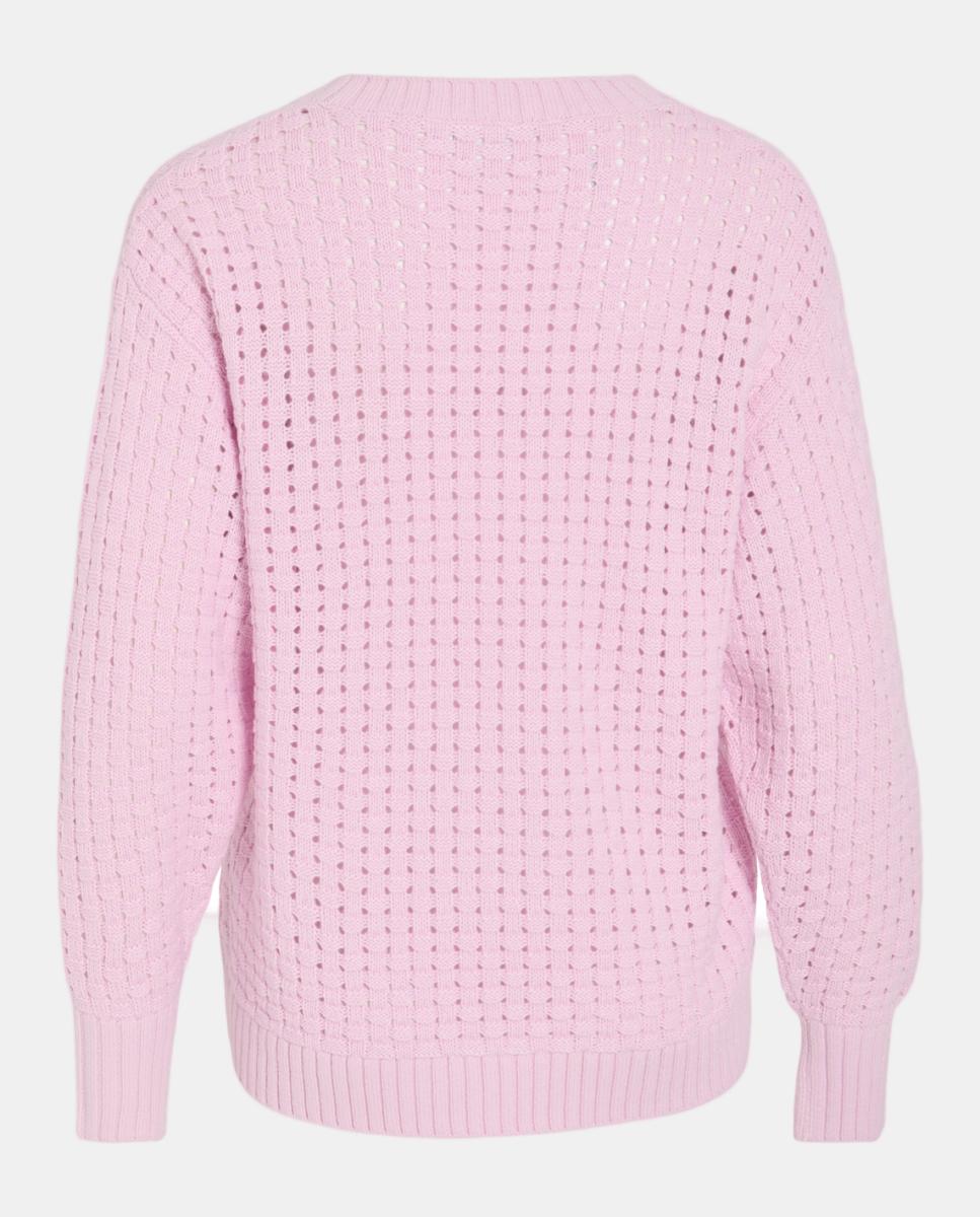 Camisola de malha rendilhada Rosa-5