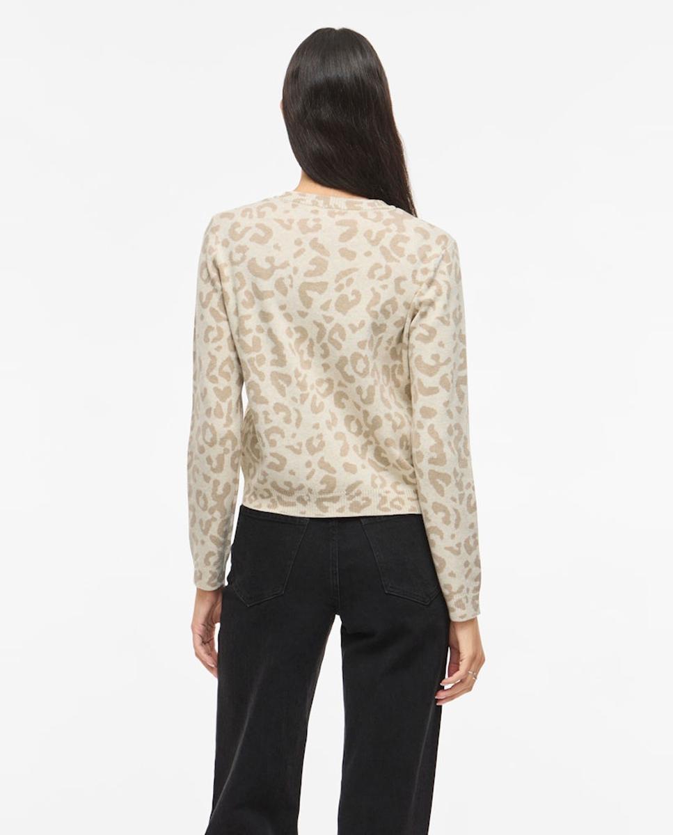 Cardigan de Malha com Animal Print Bege-2