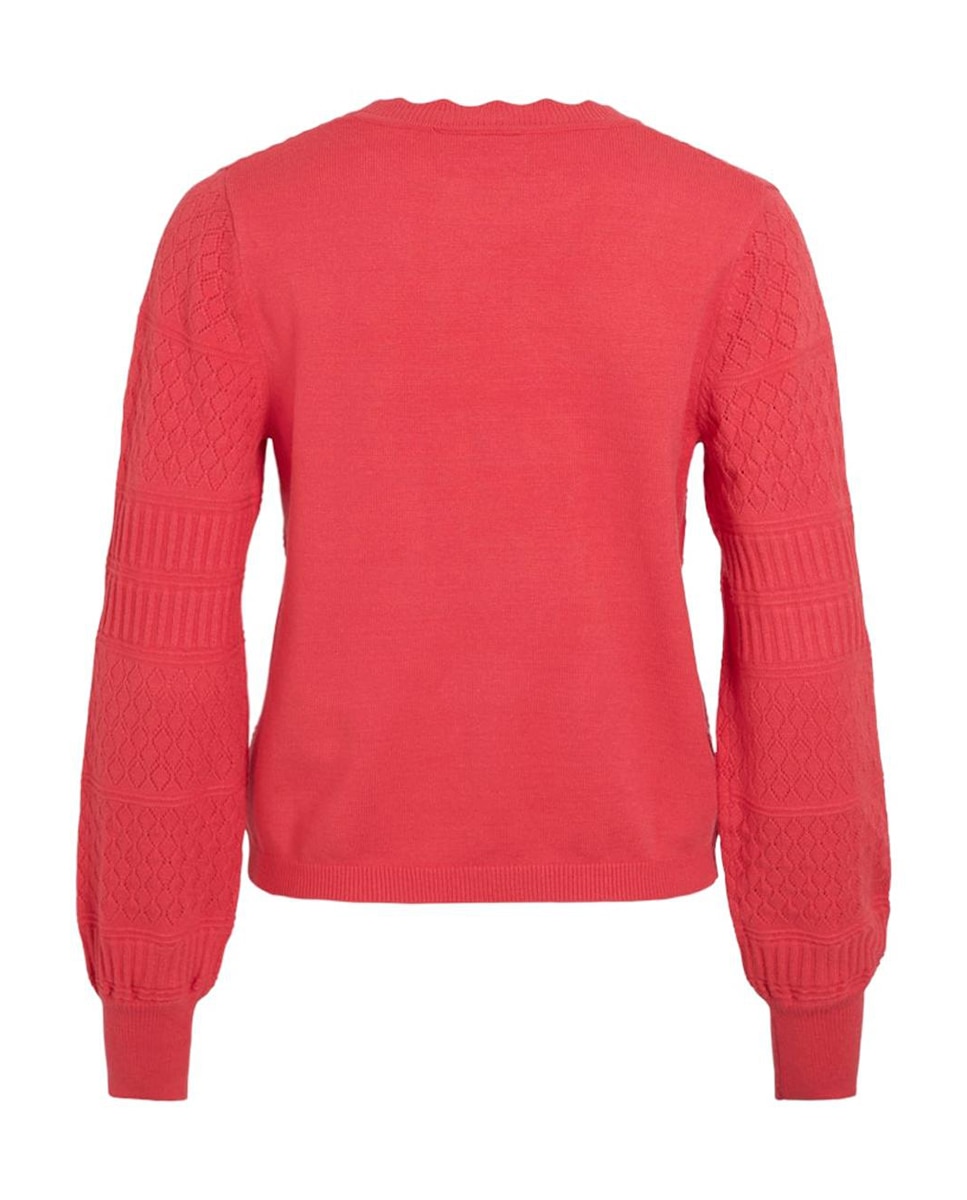 Camisola de malha rendilhada Vermelho-6