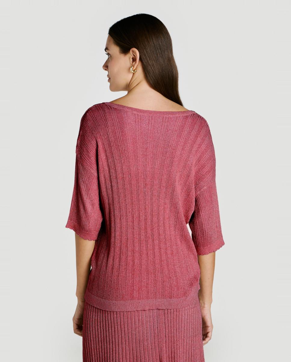 Top de punto con lúrex de mujer - Vila - Rojo Rojo-2
