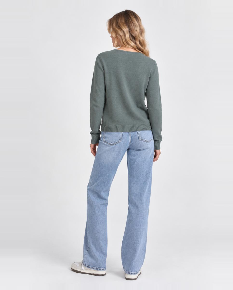 Jersey de mujer punto cuello pico - Vila - Verde Verde-2