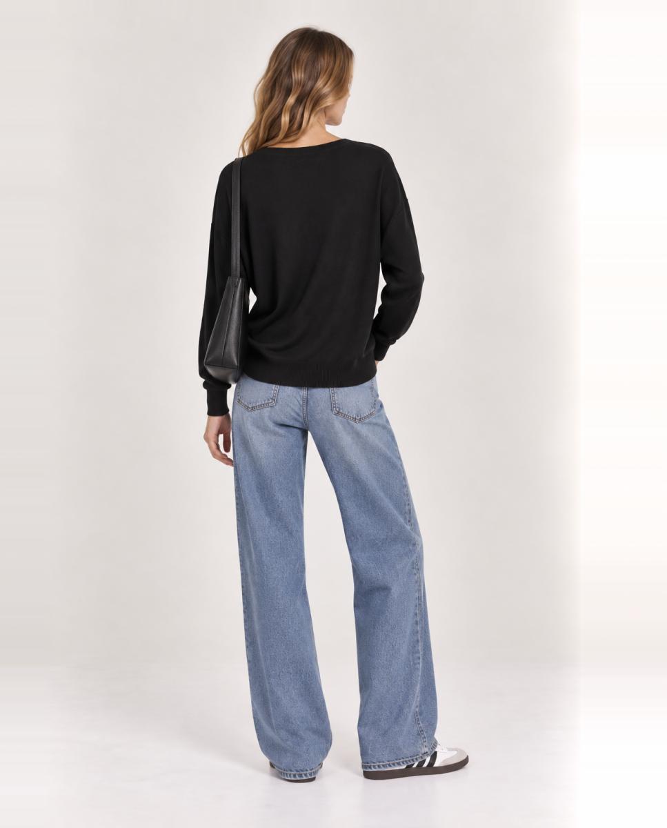Jersey de mujer punto cuello pico - Vila - Negro Negro-2