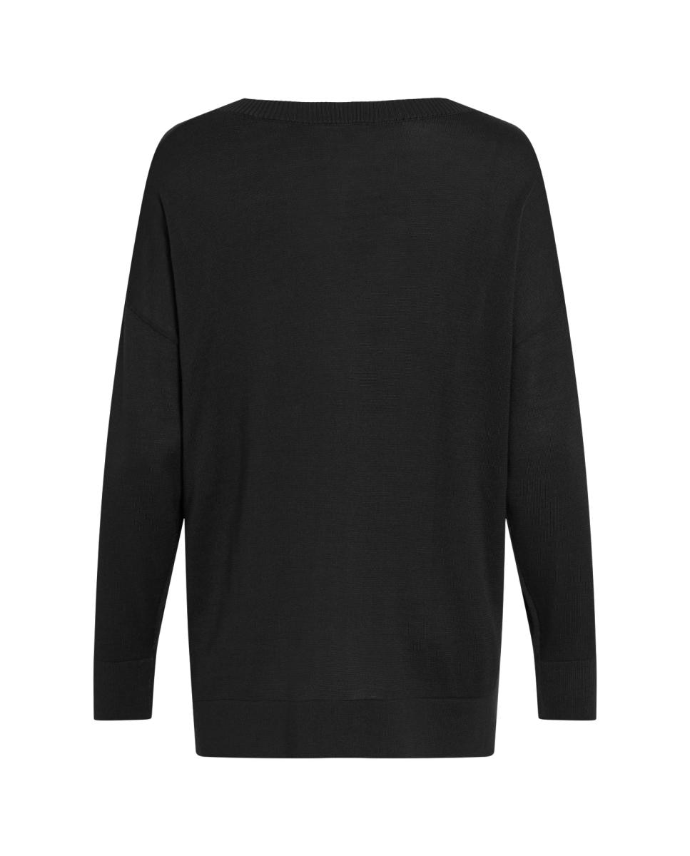 Jersey de mujer punto cuello pico - Vila - Negro Negro-4