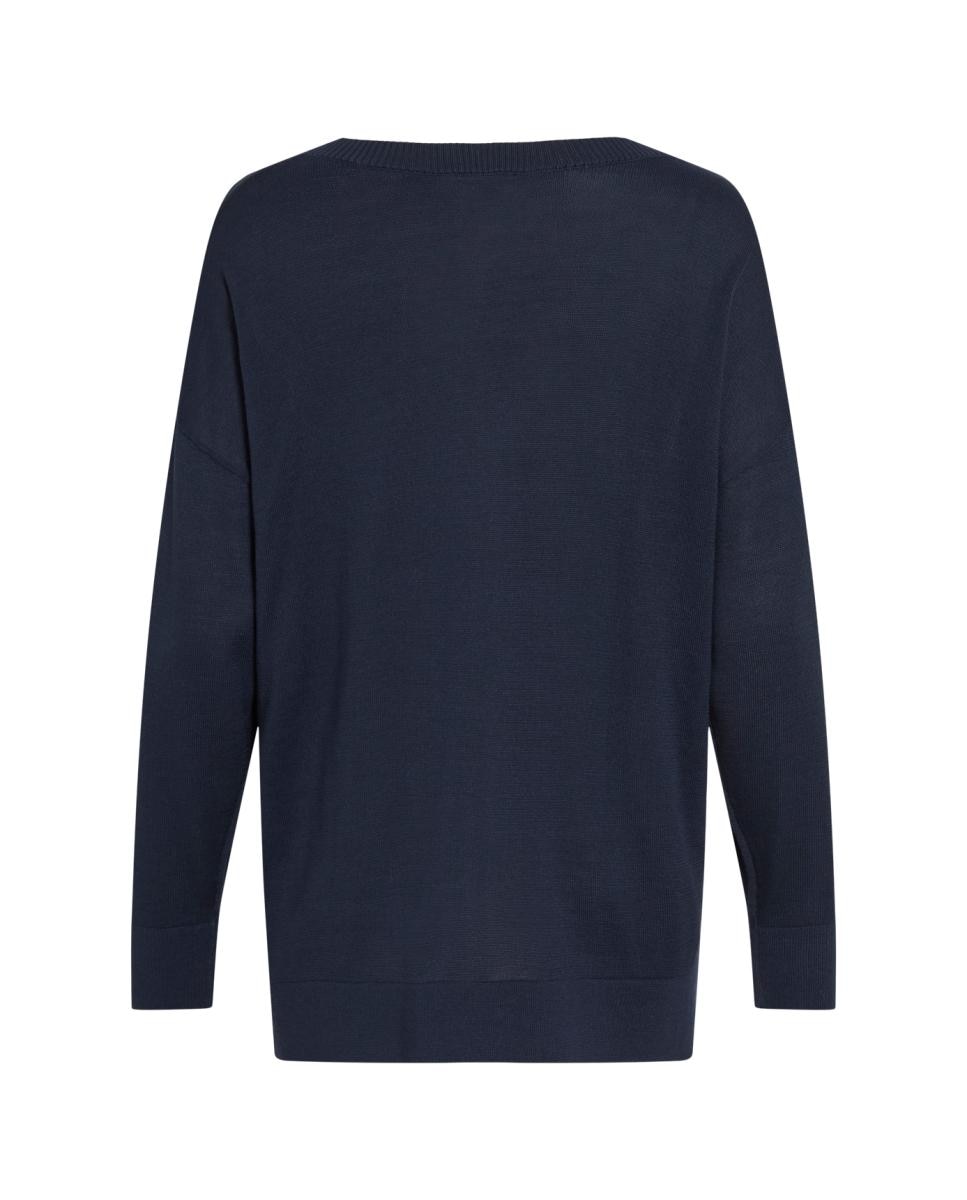 Jersey de mujer punto cuello pico - Vila - Azul marino Azul marino-4
