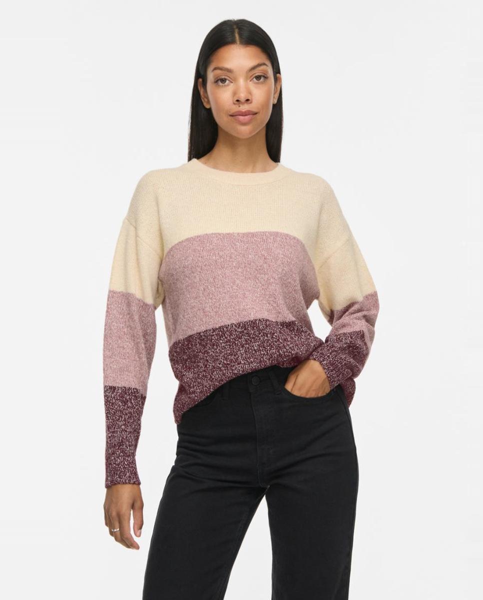 Jersey de mujer con cuello redondo y manga larga - Vila - Rosa Rosa-1