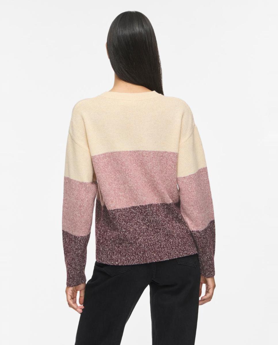 Jersey de mujer con cuello redondo y manga larga - Vila - Rosa Rosa-3