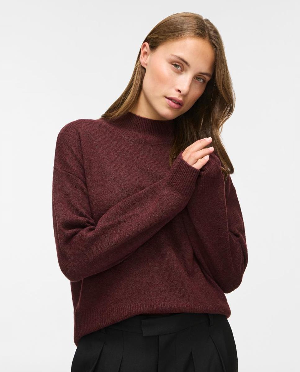 Imagen 1 de Jersey de mujer con cuello alto y manga larga Berenjena