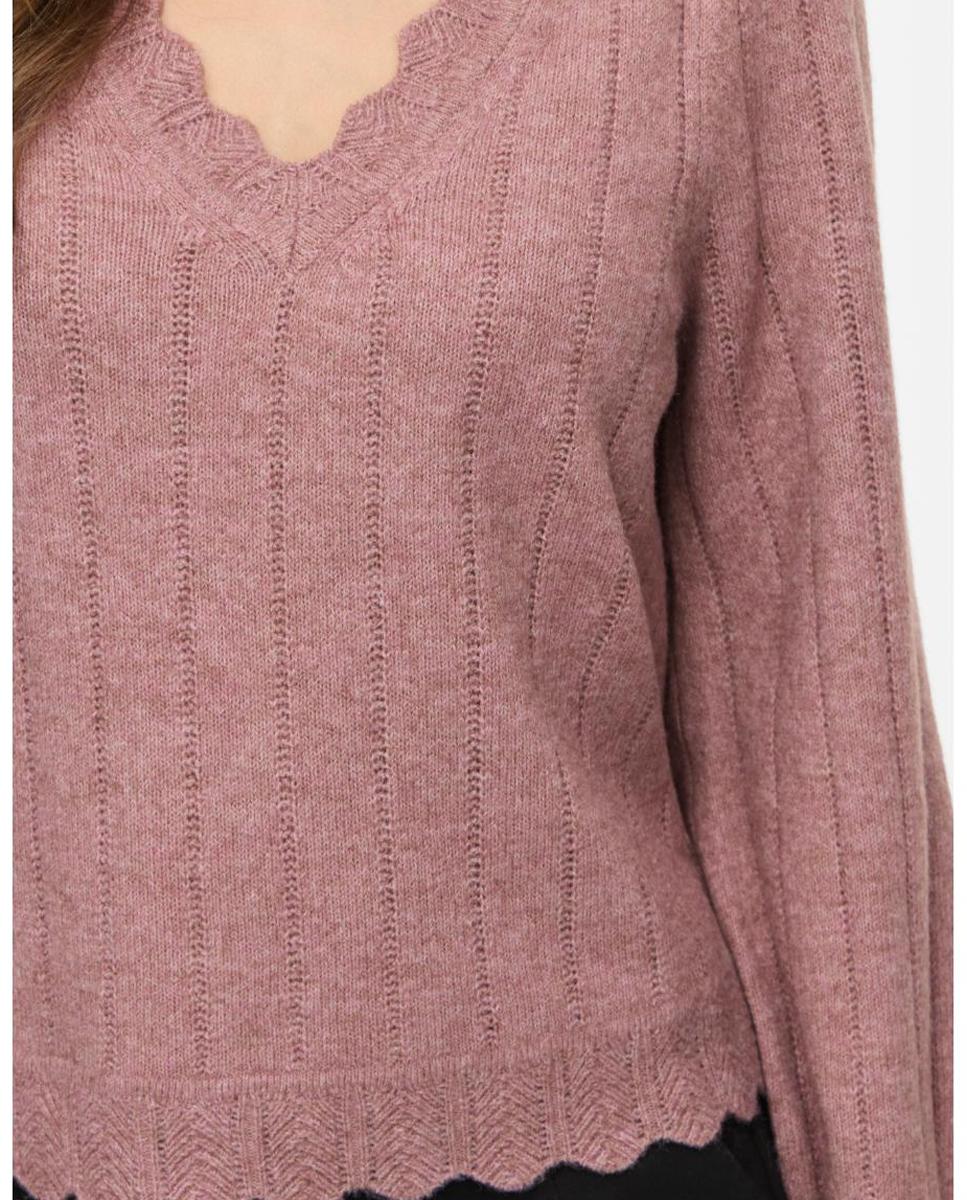 Jersey de mujer con escote de pico y manga larga - Vila - Rosa Rosa-2