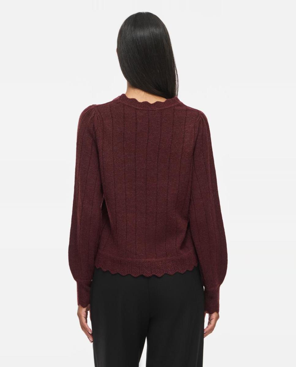 Jersey de mujer con escote de pico y manga larga - Vila - Berenjena Berenjena-2