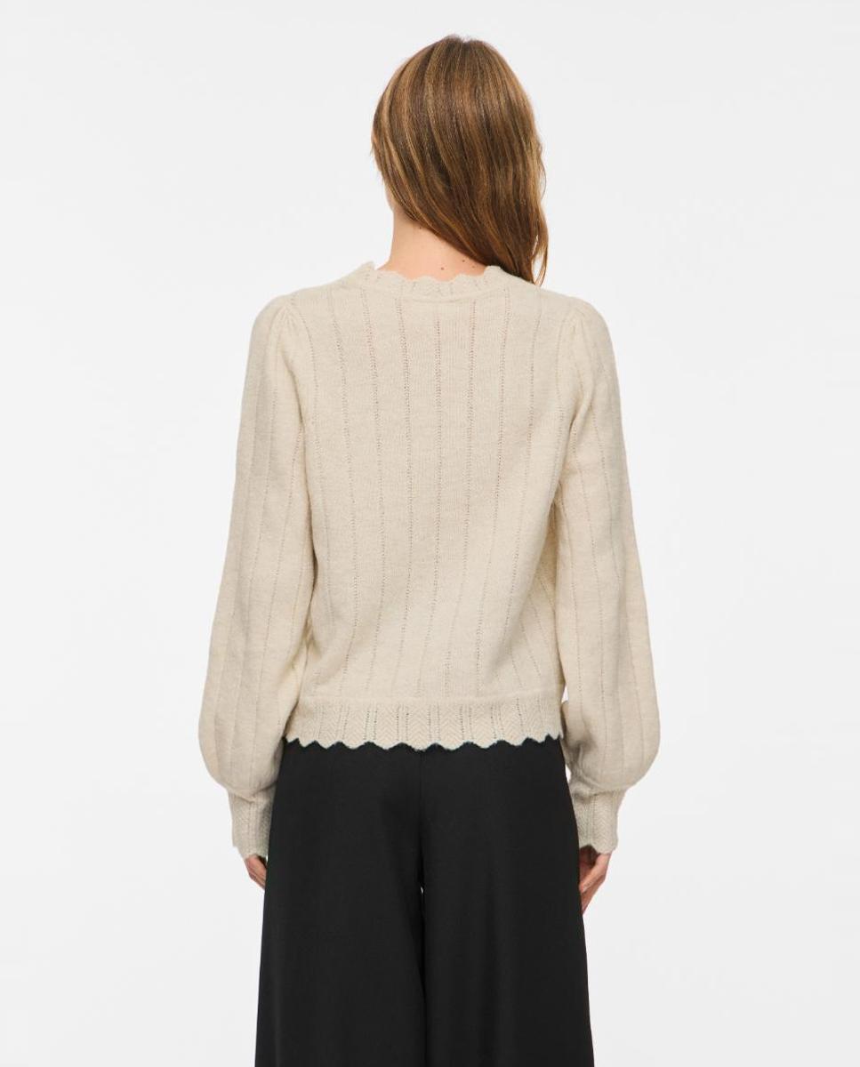 Jersey de mujer con escote de pico y manga larga - Vila - Beige Beige-4
