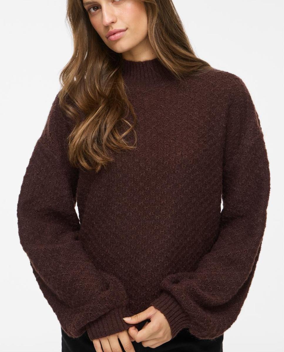 Jersey de mujer con cuello alto y manga larga - Vila - Marrón Marrón-1