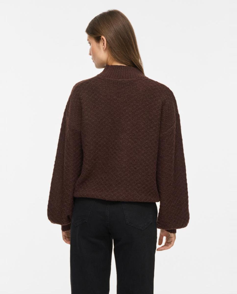 Jersey de mujer con cuello alto y manga larga - Vila - Marrón Marrón-3
