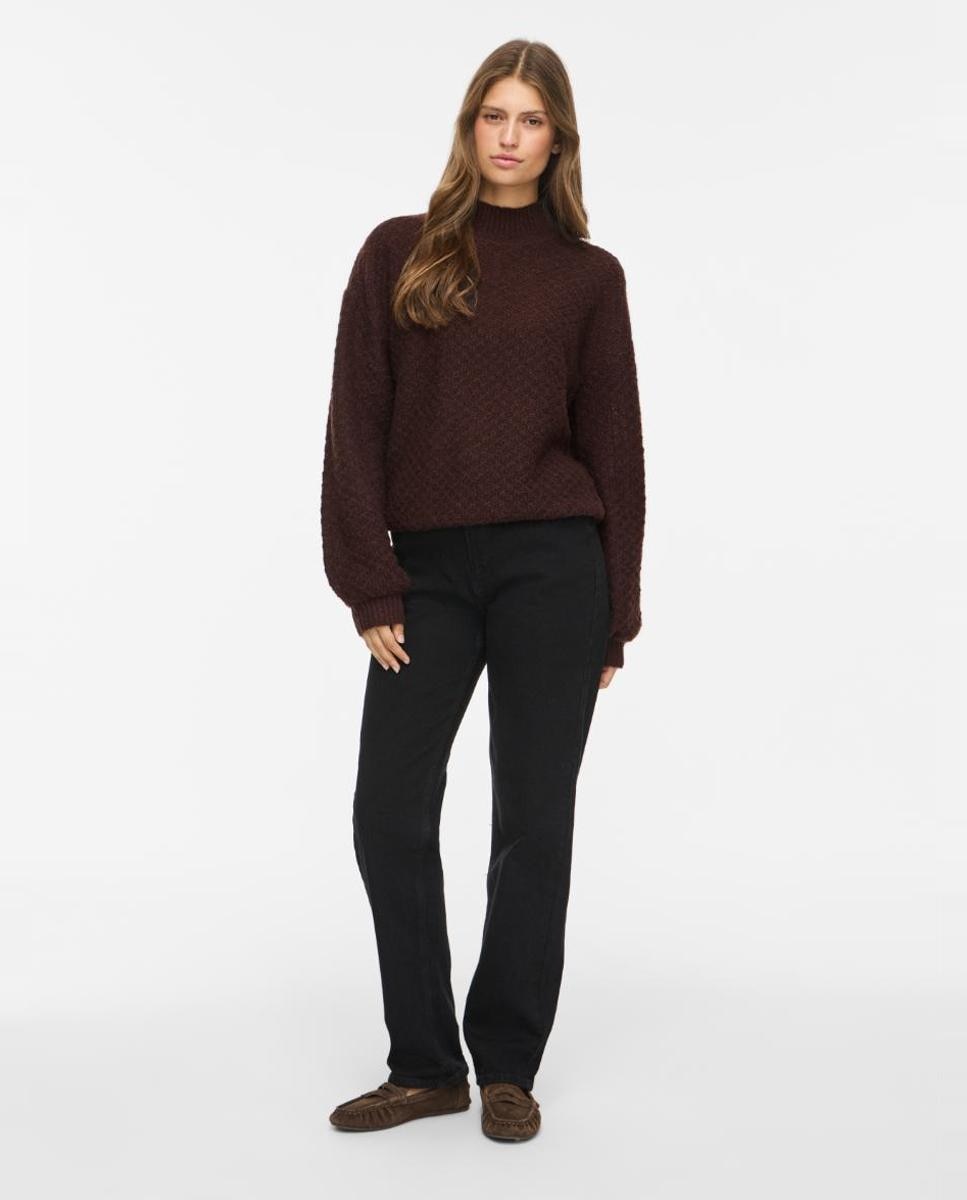 Jersey de mujer con cuello alto y manga larga - Vila - Marrón Marrón-4