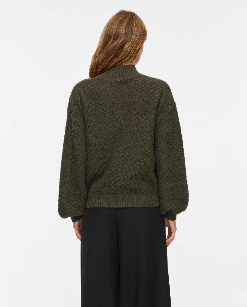 Jersey de mujer con cuello alto y manga larga - Vila - Verde oscuro Verde oscuro-2