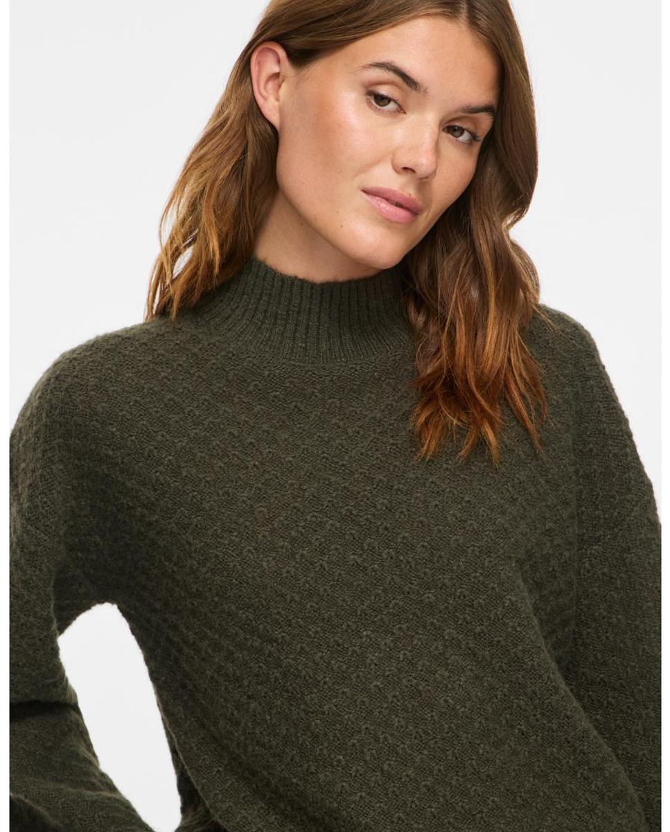 Jersey de mujer con cuello alto y manga larga - Vila - Verde oscuro Verde oscuro-3