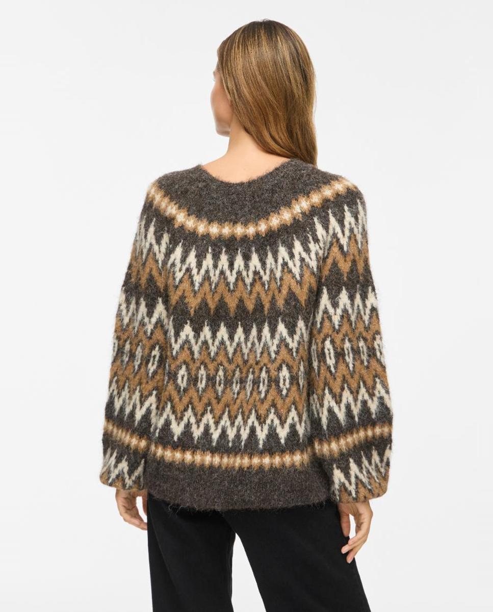 Jersey de mujer con cuello redondo y manga larga - Vila - Marrón Marrón-4
