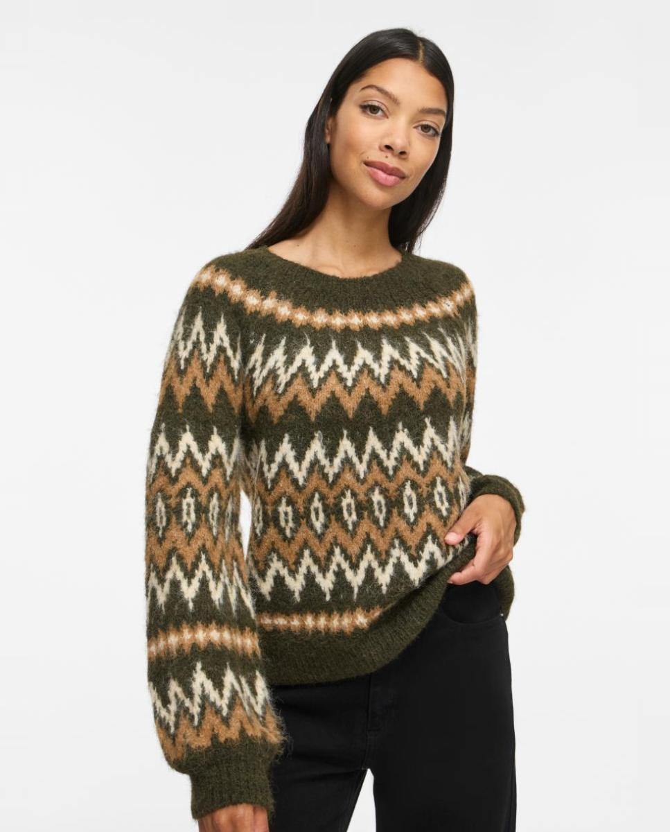 Jersey de mujer con cuello redondo y manga larga - Vila - Verde Verde-1