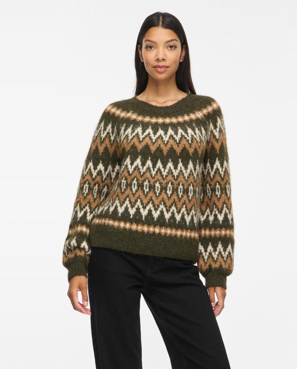 Jersey de mujer con cuello redondo y manga larga - Vila - Verde Verde-3