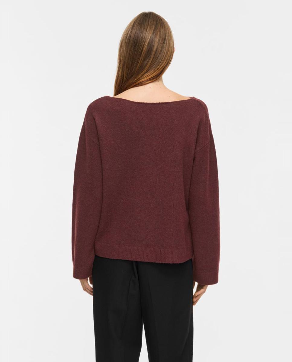 Jersey de mujer con escote de pico y manga larga - Vila - Berenjena Berenjena-2