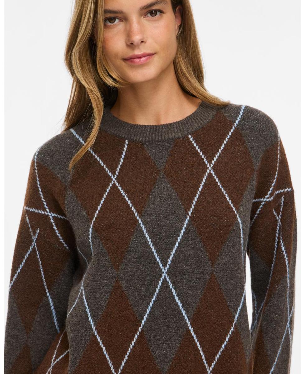 Jersey de mujer con cuello redondo y manga larga - Vila - Gris oscuro Gris oscuro-1