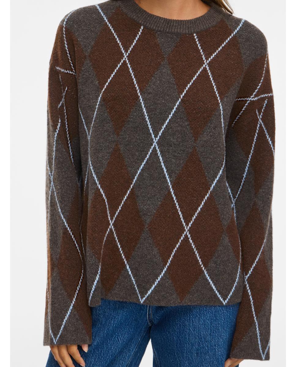 Jersey de mujer con cuello redondo y manga larga - Vila - Gris oscuro Gris oscuro-2