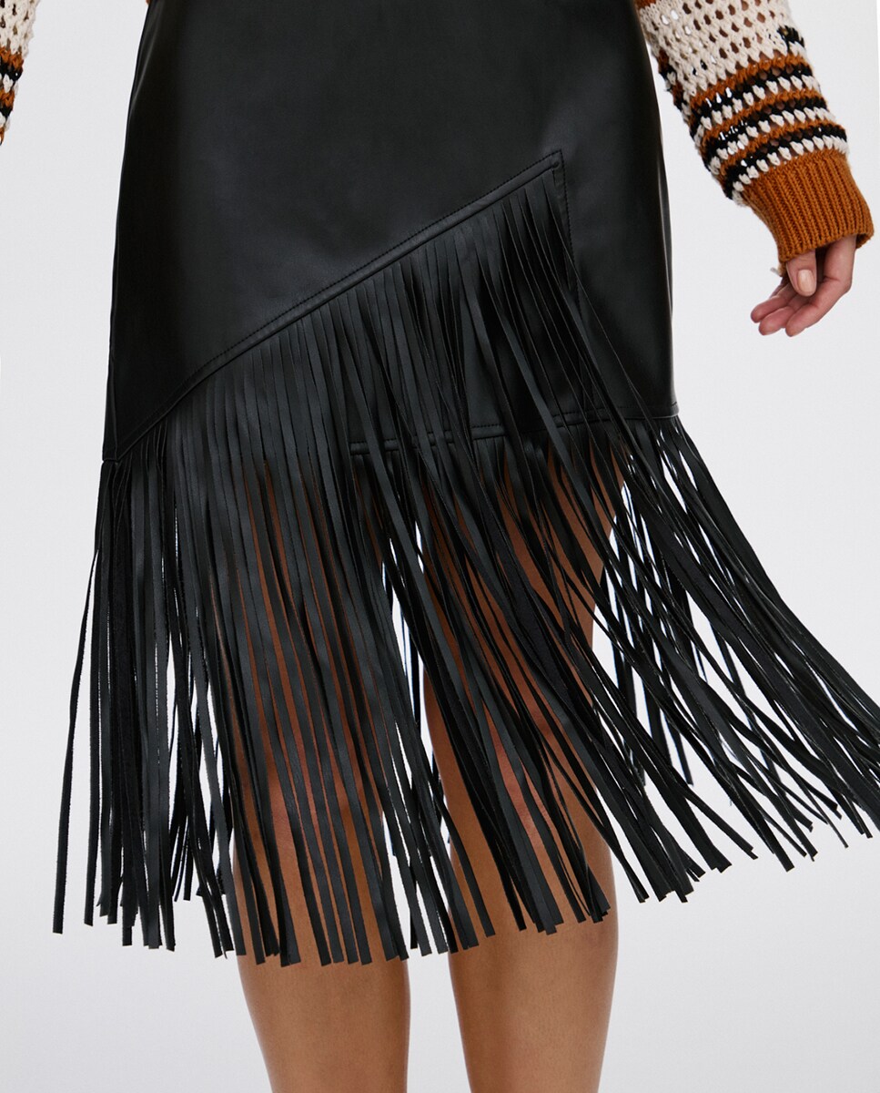 Falda polipiel midi · Vila · El Corte Inglés