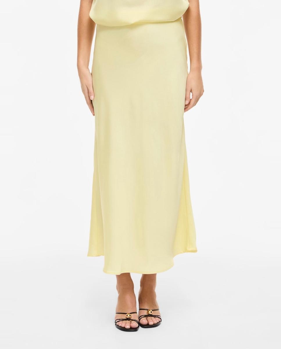 Saia Midi Fluida Acetinada Amarelo-2