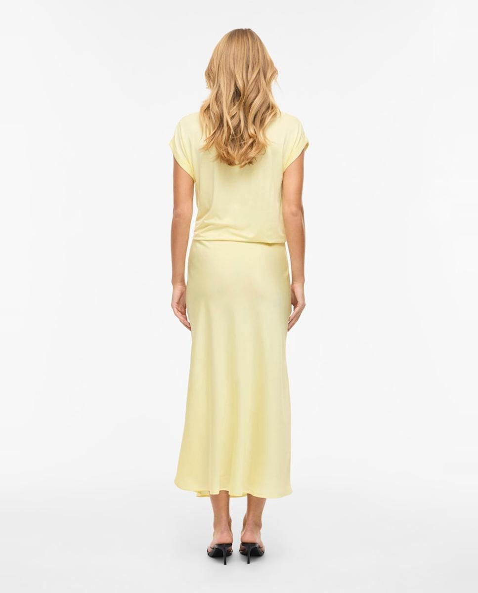 Saia Midi Fluida Acetinada Amarelo-3