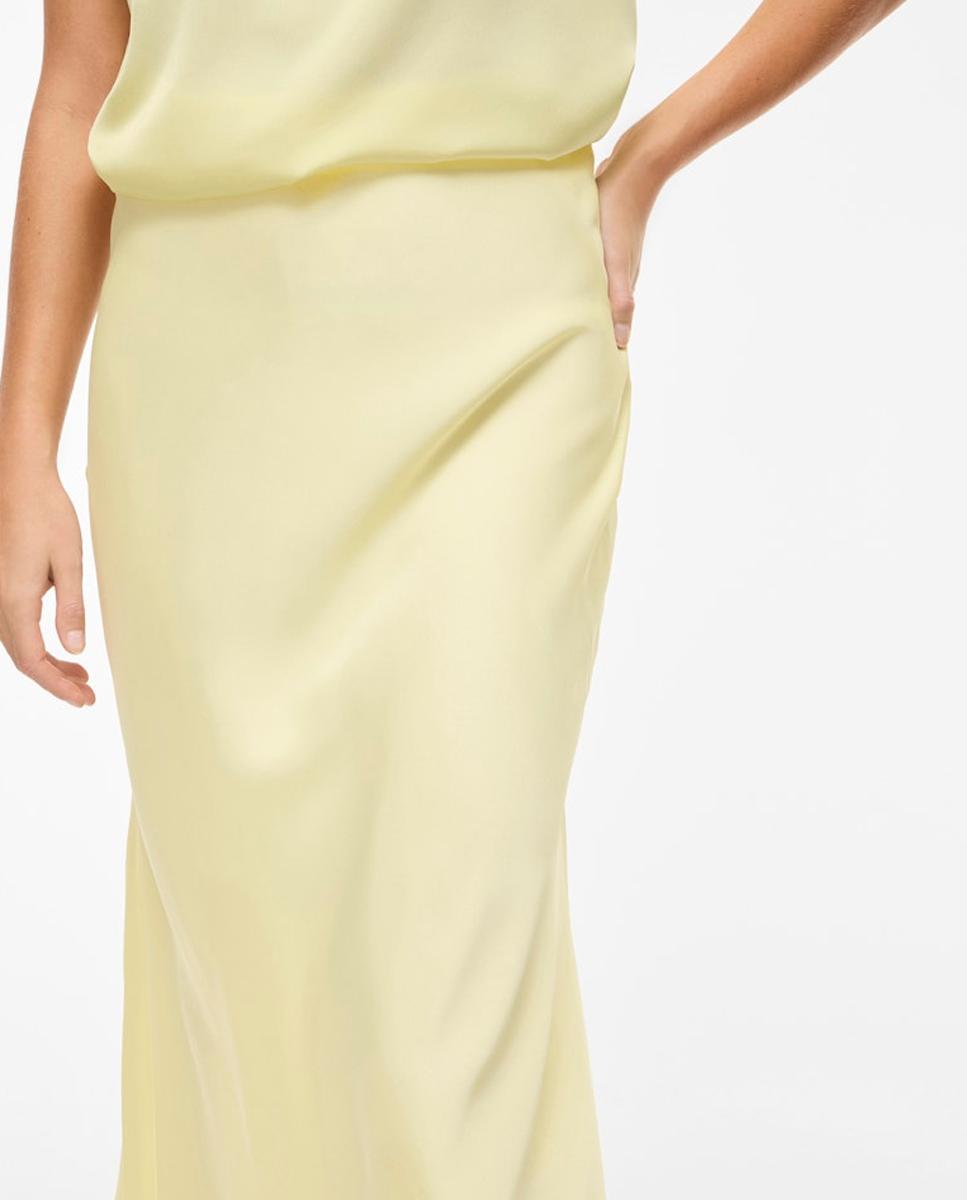 Saia Midi Fluida Acetinada Amarelo-4