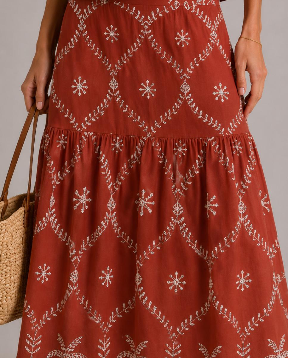 Saia Midi Evasé Telha-3