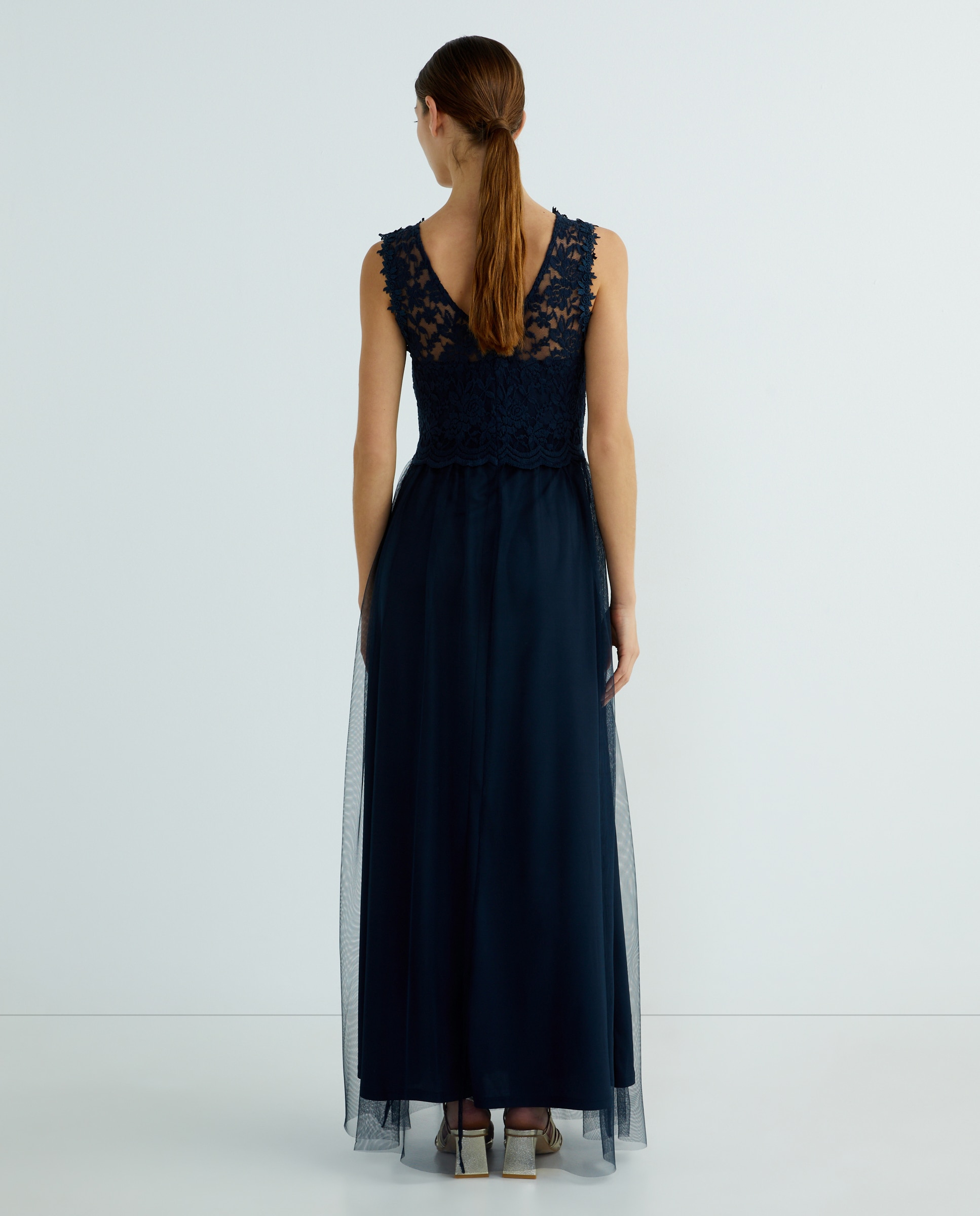 Vestido Comprido de Renda Azul-marinho-2