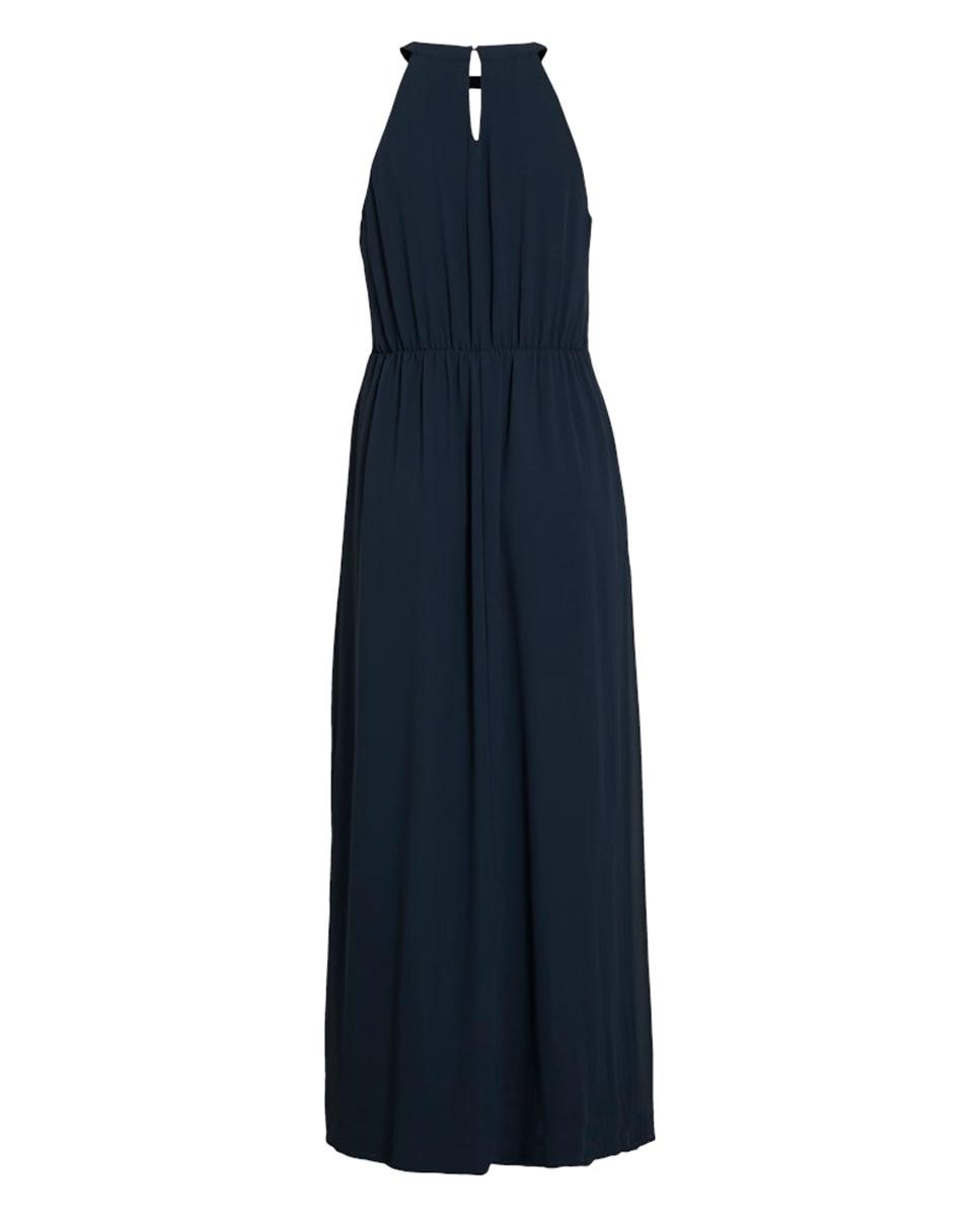 Vestido comprido com gola halter Azul-marinho-7