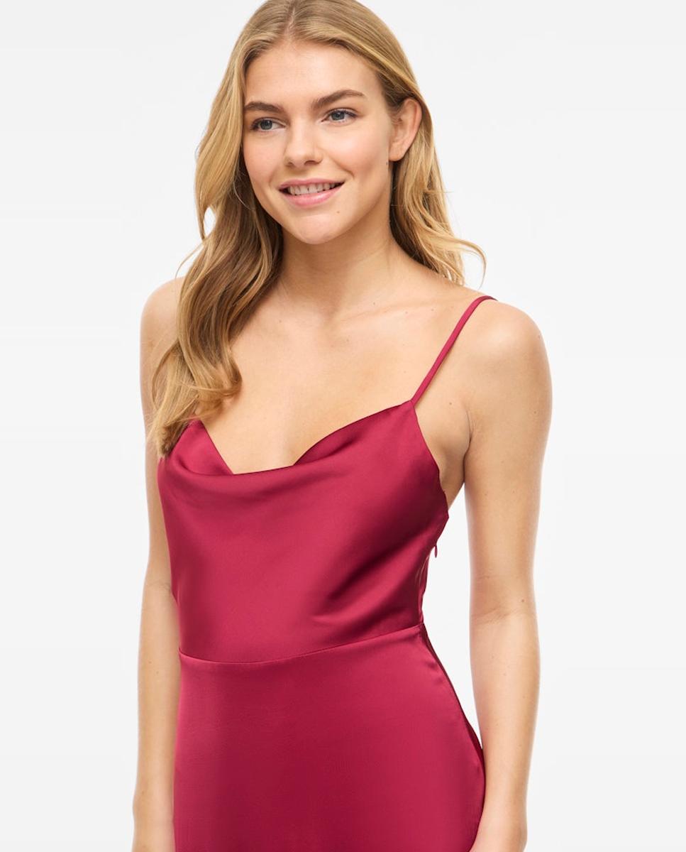 Vestido de Alças Acetinado Bordeaux-4