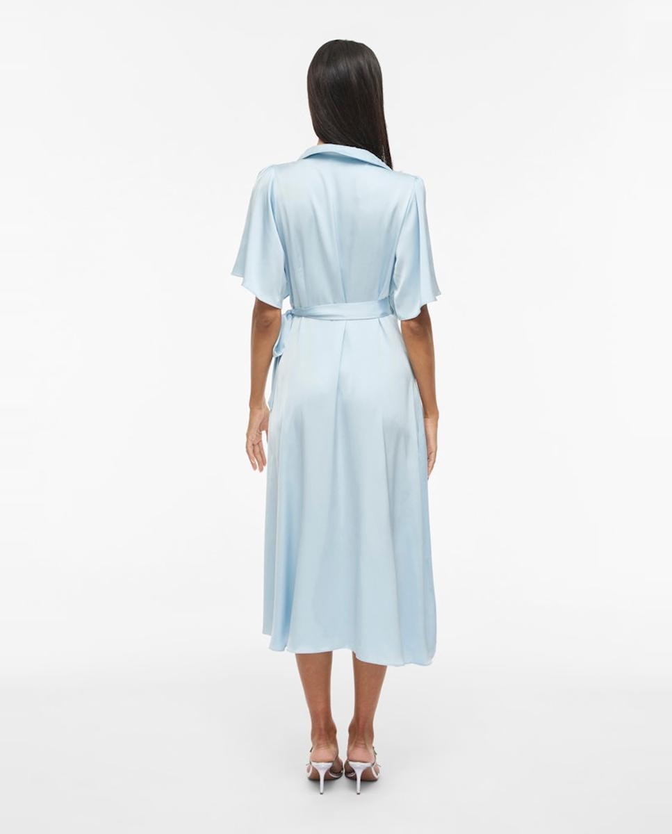 Vestido Midi Acetinado Cruzado Azul-claro-2