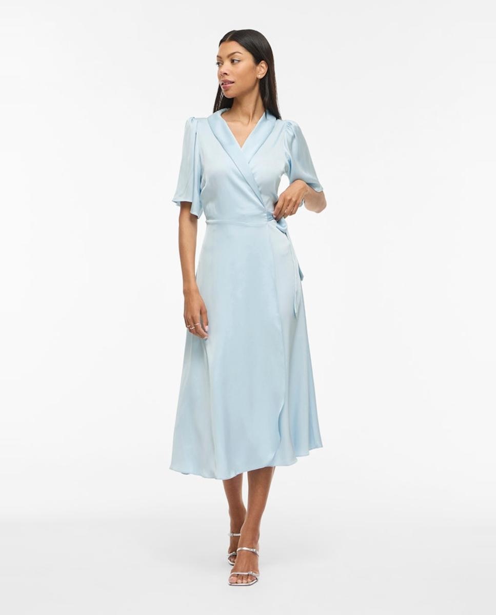 Vestido Midi Acetinado Cruzado Azul-claro-3